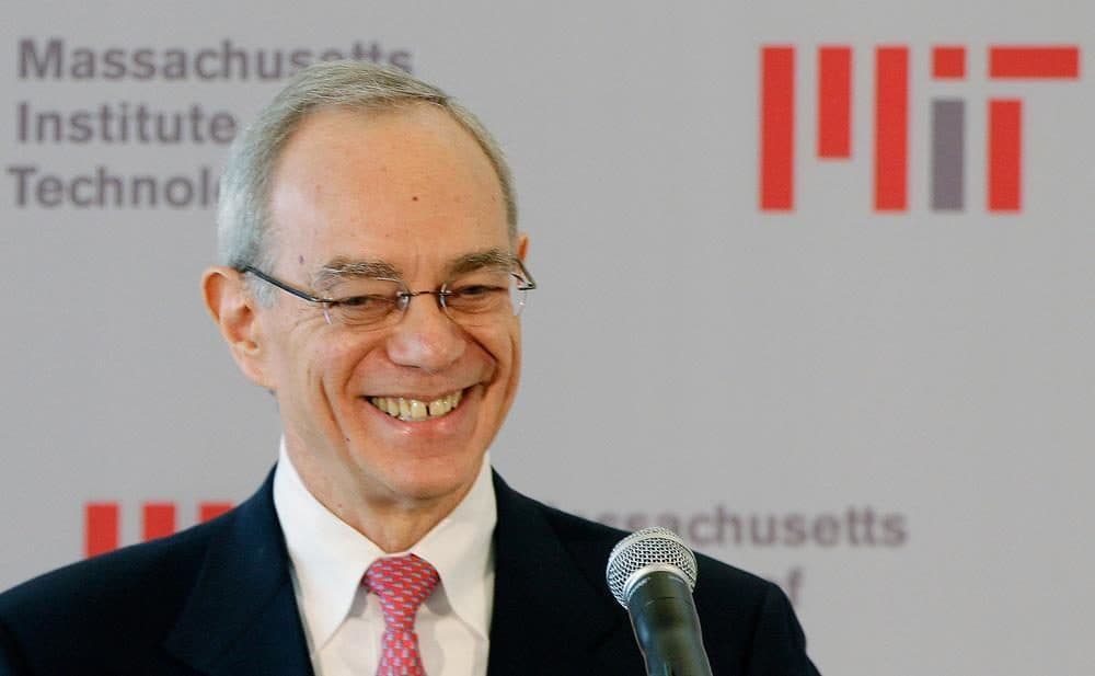 L. Rafael Reif smiles as he addresses a news conference after he was announced as the 17th president of the Massachusetts Institute of Technology in 2012. (AP)