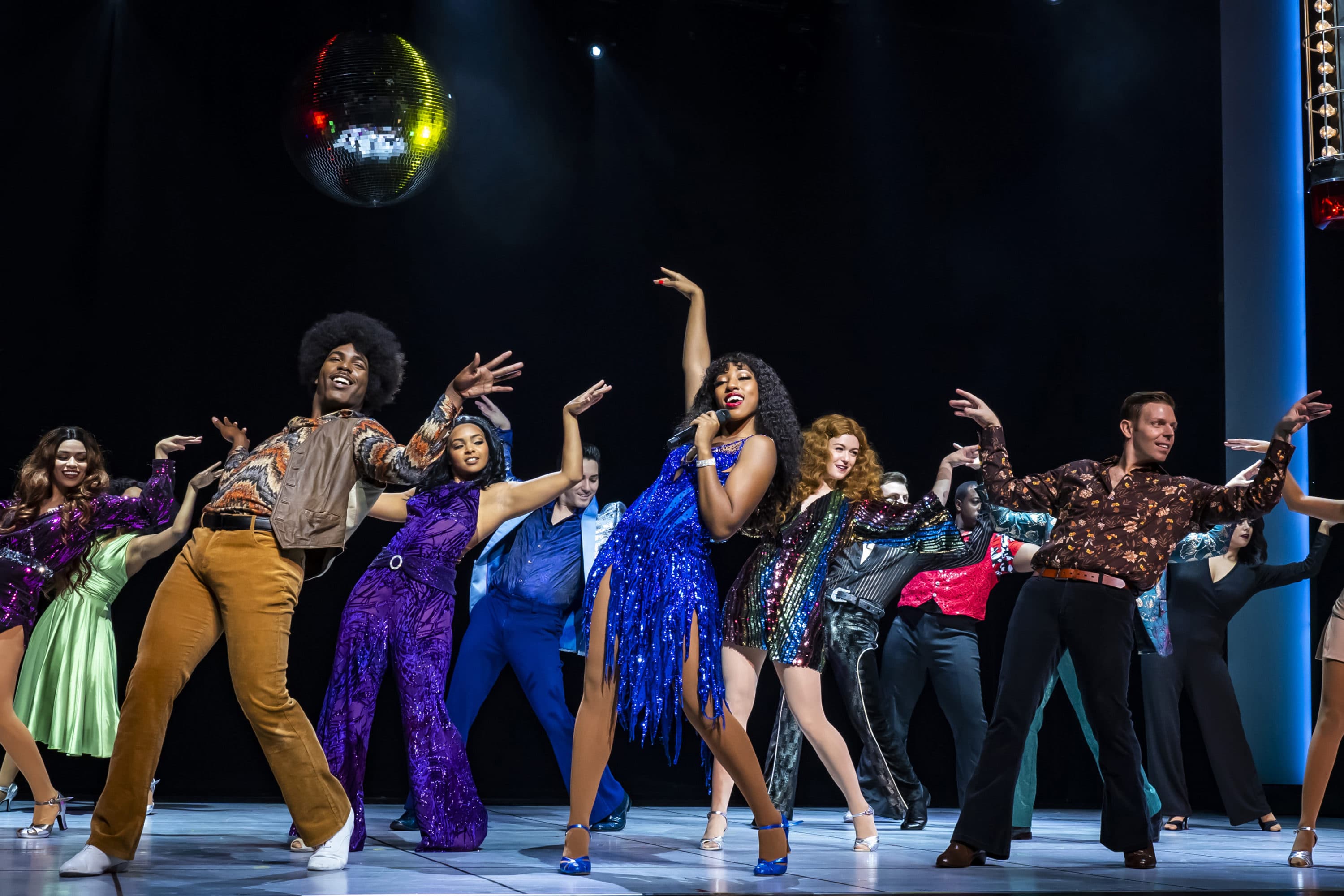 Charis Gullage (“Disco Donna”) and the ensemble of &quot;Summer: The Donna Summer Musical.&quot; (Nick Gould/Broadway Booking Office)