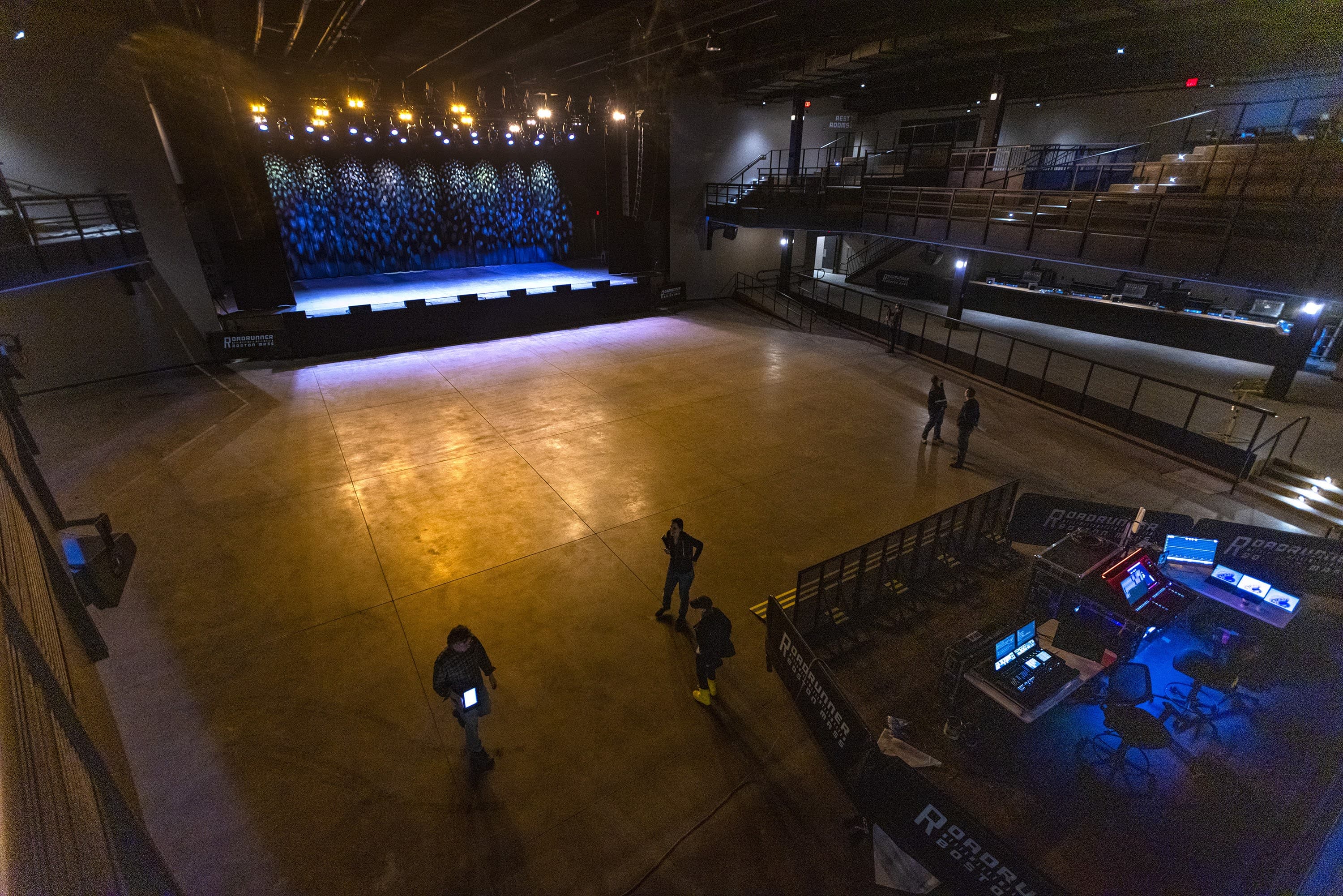 The view of the stage from the mezzanine level of Roadrunner. (Jesse Costa/WBUR)