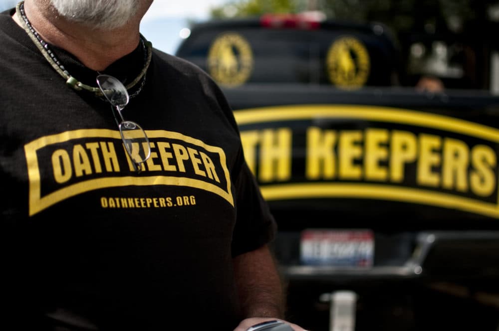 The &quot;Oath Keepers&quot; are a national, ultra-rightwing group comprised of former and active military, police and public safety personnel who have taken an oath to &quot;uphold the Constitution&quot; and to refuse to follow orders that they decide are unconstitutional. (William Campbell/Corbis via Getty Images)