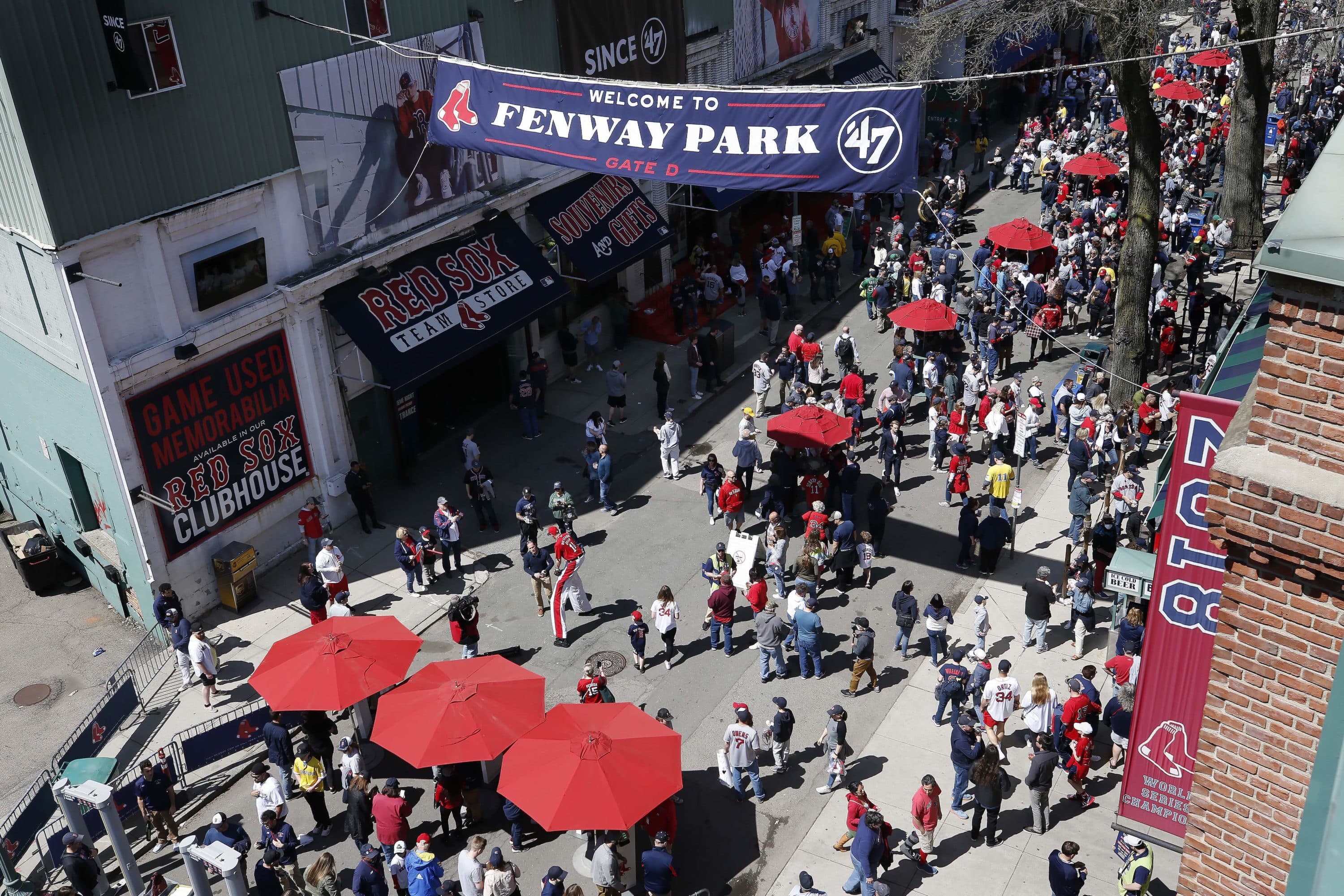 Fans outside Fenway Park before opening day. (Michael Dwyer/AP)