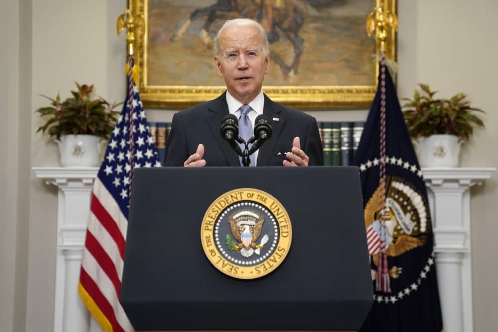 President Joe Biden delivers remarks on the Russian invasion of Ukraine, in the Roosevelt Room of the White House, April 21, 2022, in Washington. (/Evan Vucci/AP)