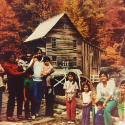 The author and her family at Babcock State Mill Park in West Virginia, in 1981. (Courtesy Neema Avashia)