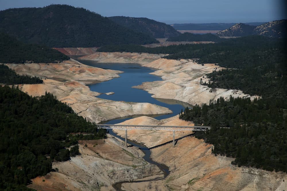 A section of Lake Oroville is seen nearly dry on August 19, 2014 in Oroville, California. (Justin Sullivan/Getty Images)