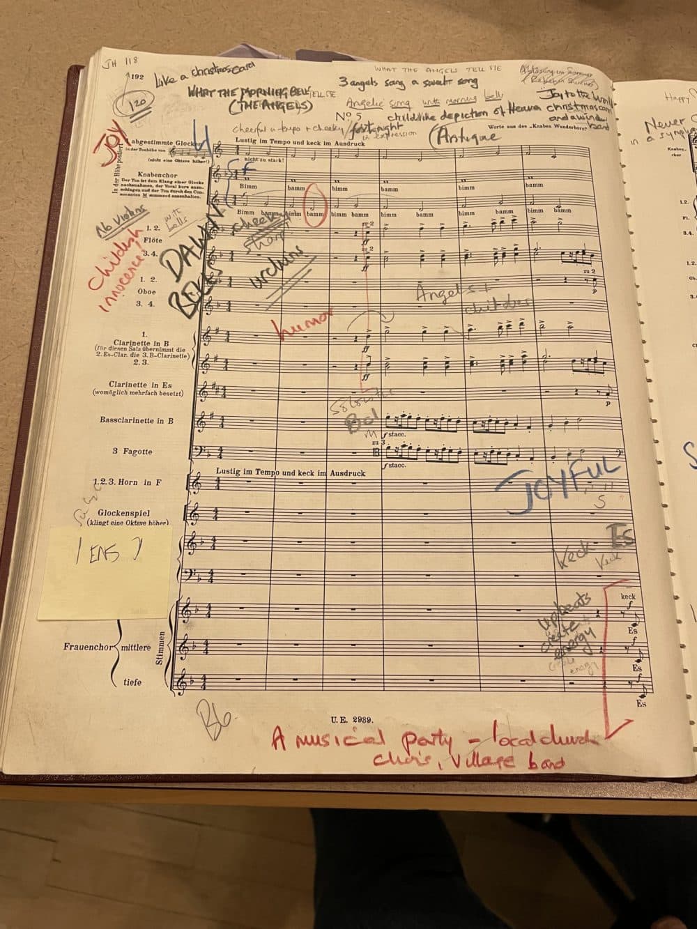 A look at Boston Philharmonic Orchestra founder and conductor Benjamin Zander's conductor's book for the orchestra's upcoming performance of Mahler's 3rd Symphony (Tiziana Dearing/WBUR)