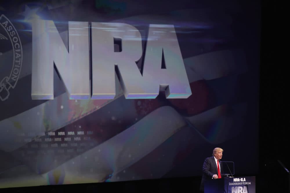 Former President and then-Republican presidential candidate Donald Trump speaks at the National Rifle Association's NRA-ILA Leadership Forum during the NRA Convention at the Kentucky Exposition Center on May 20, 2016 in Louisville, Kentucky. (Scott Olson/Getty Images)