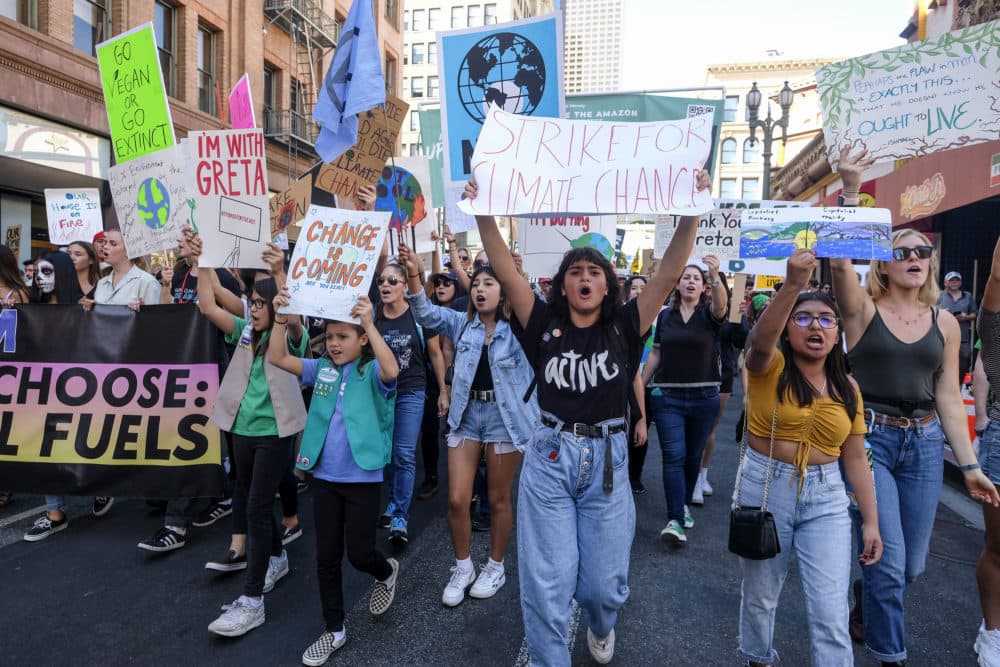 A student-led climate change march in Los Angeles in 2019. (Ringo H.W. Chiu/AP)
