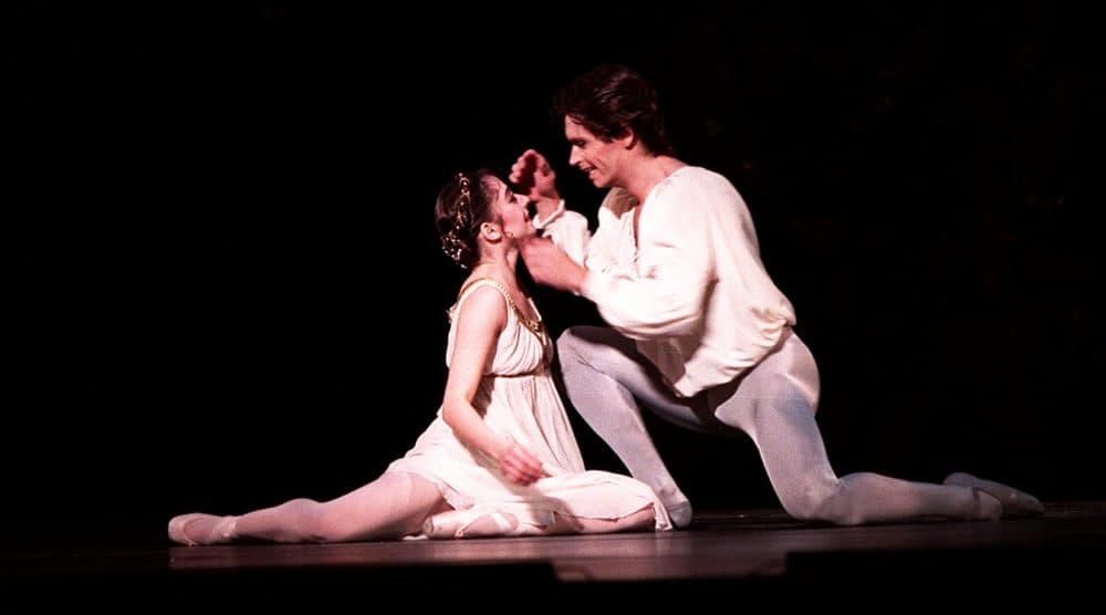 Romeo, Patrick Armand, and Juliet, Pollyana Ribeiro, come together in the new Boston Ballet production of Romeo and Juliet. (Thomas James Hurst/The Boston Globe via Getty Images)