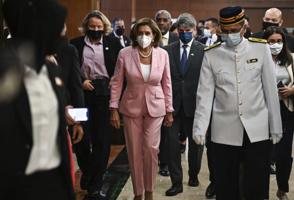 U.S. House Speaker Nancy Pelosi, center, tours the parliament house in Kuala Lumpu. (Malaysia’s Department of Information via AP)