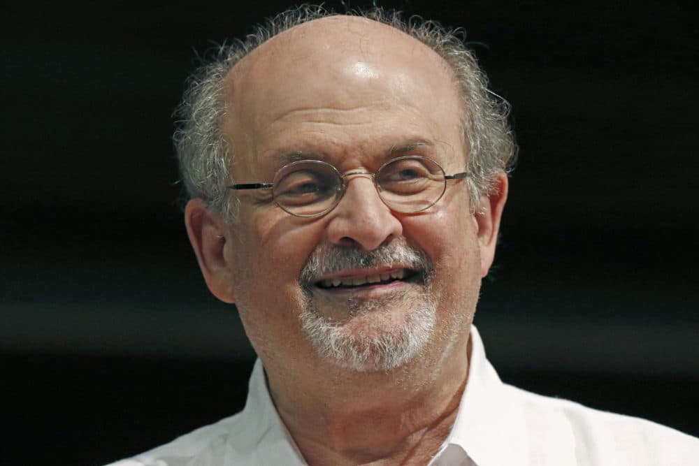 Author Salman Rushdie appears during the Mississippi Book Festival in Jackson, Miss., on Aug. 18, 2018. (Rogelio V. Solis/AP)