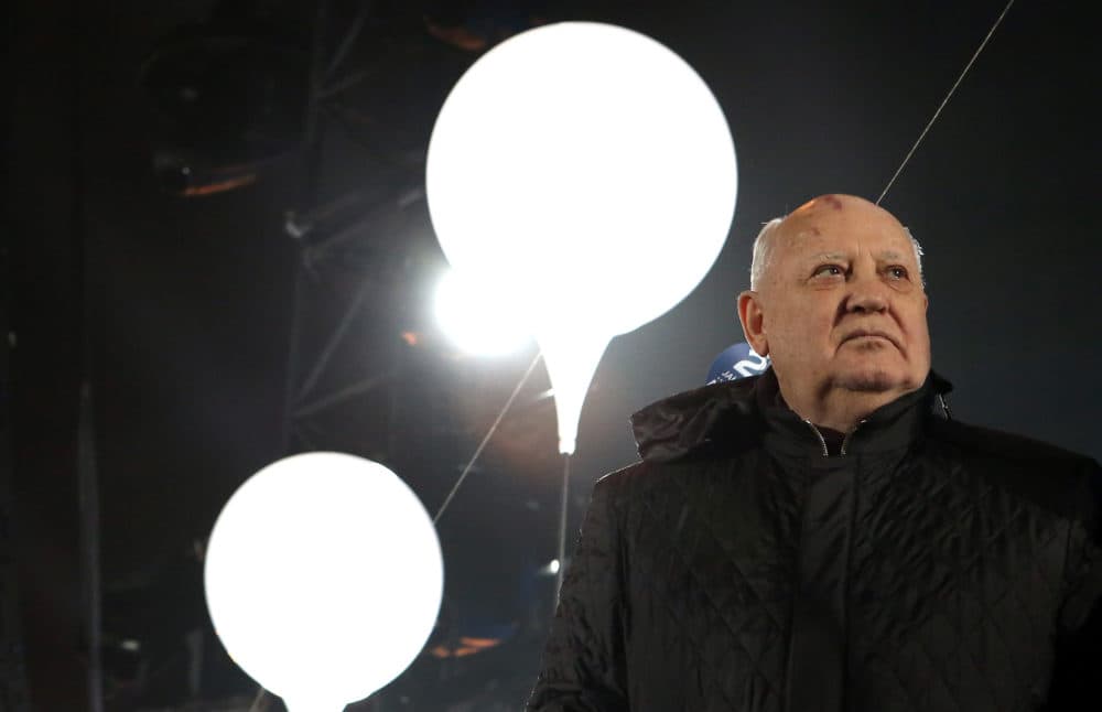 Former Soviet leader Mikhail Gorbachev attends celebrations for the 25th anniversary of the fall of the Berlin Wall at the Brandenburg Gate on Nov. 9, 2014 in Berlin, Germany. (Adam Berry/Getty Images)