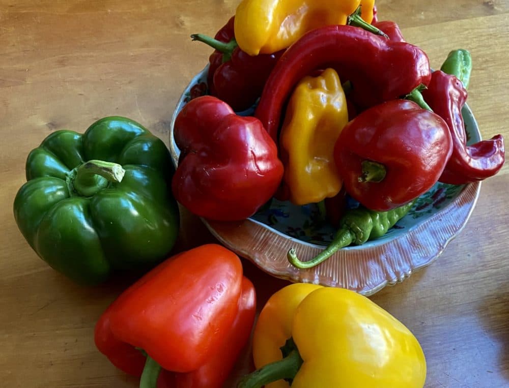 Peppers come in an array of colors and varieties. (Kathy Gunst/Here & Now)