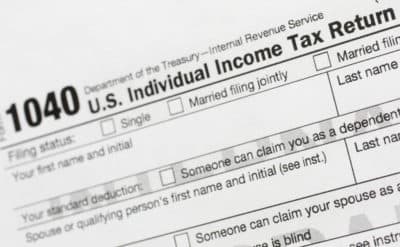 A portion of the 1040 U.S. Individual Income Tax Return form. (Mark Lennihan/AP)