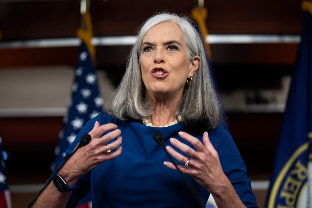 Rep. Katherine Clark, D-Mass., speaks during the news conference after the House Democrats caucus meeting in the Capitol on Sept. 14, 2022. (Bill Clark/CQ-Roll Call, Inc via Getty Images)