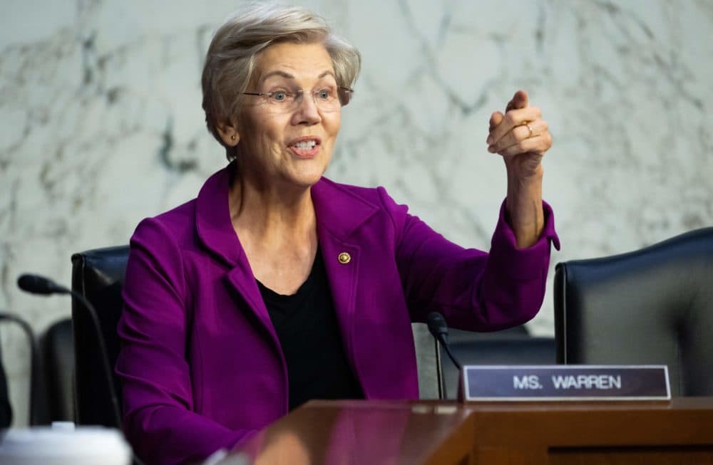 Sen. Elizabeth Warren, Democrat, of Massachusetts, at a Senate hearing on Capitol Hill, Sept. 22, 2022. (Saul Loeb/AFP via Getty Images)