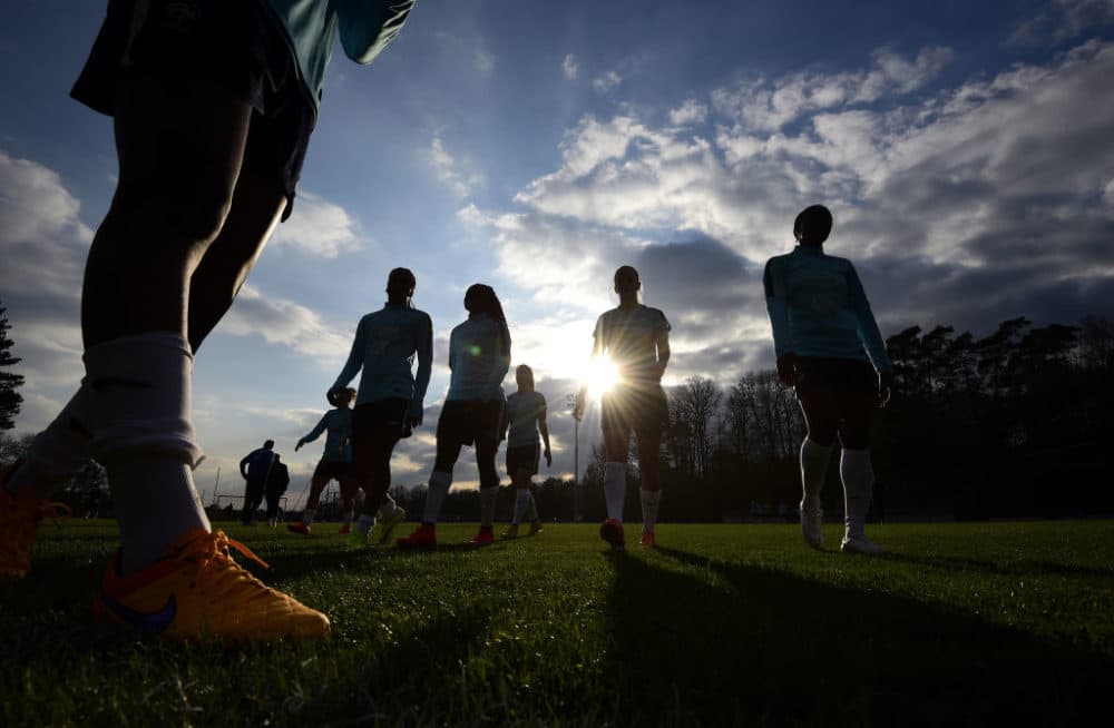 France's women's team players take part in a training session in Clairefontaine en Yvelines, southwest of Paris, on April 6 , 2015, ahead of the frien (Franck Fife/AFP via Getty Images)