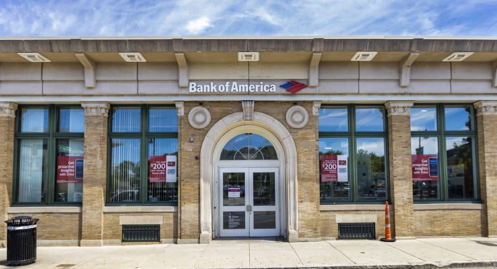 The Bank of America branch on Dudley Street in Nubian Square. (Jesse Costa/WBUR)