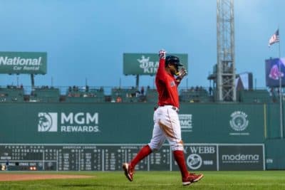 The MassMutual jersey patch is displayed during a Boston Red Sox News  Photo - Getty Images