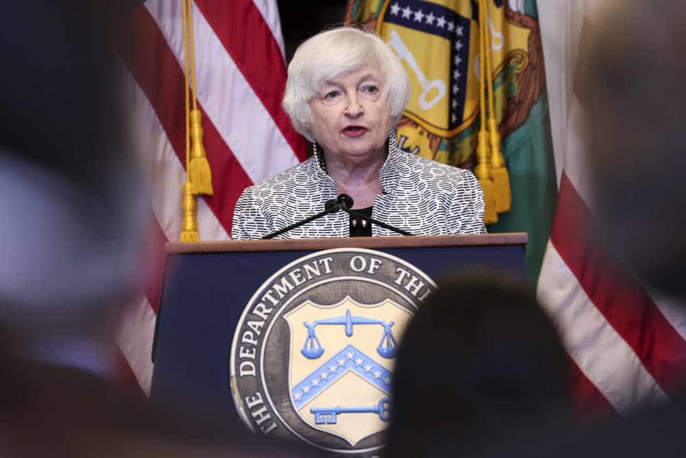Treasury Secretary Janet Yellen delivers remarks during a press conference at the Treasury Department on July 28, 2022 in Washington, D.C. (Win McNamee/Getty Images)