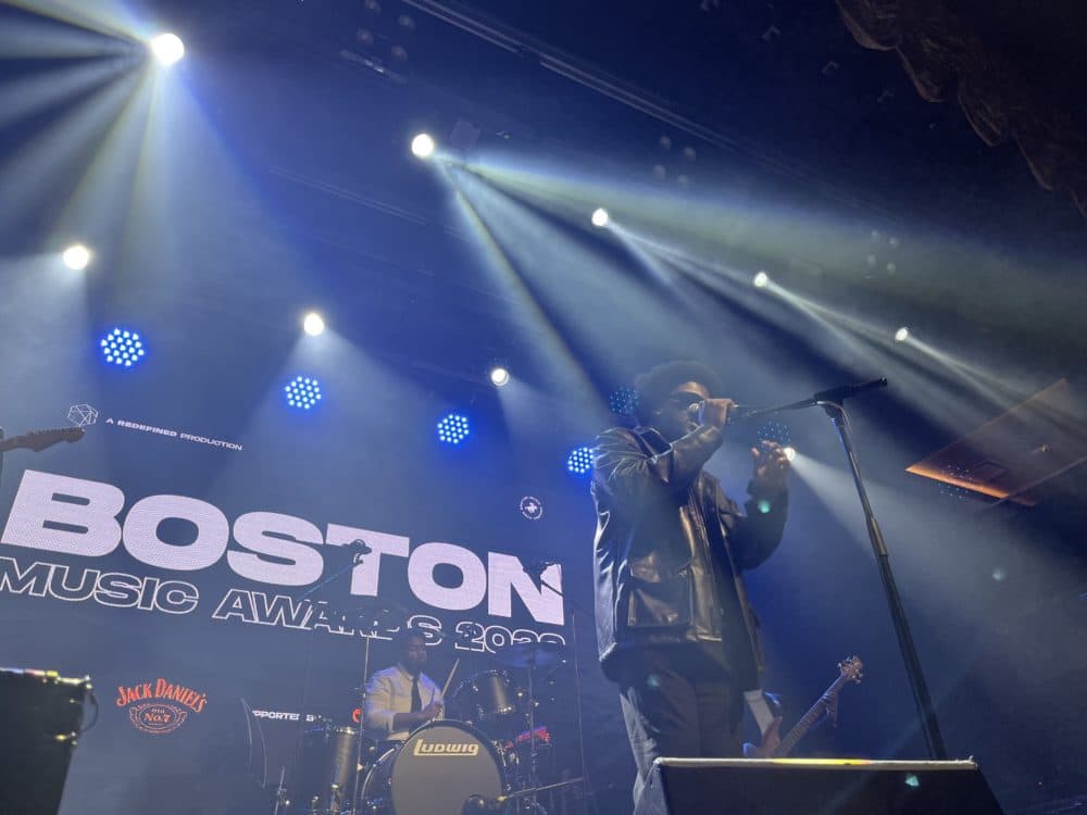 Indie rock artist STEFAN THEV performs at the Boston Music Awards. (Amelia Mason/WBUR)