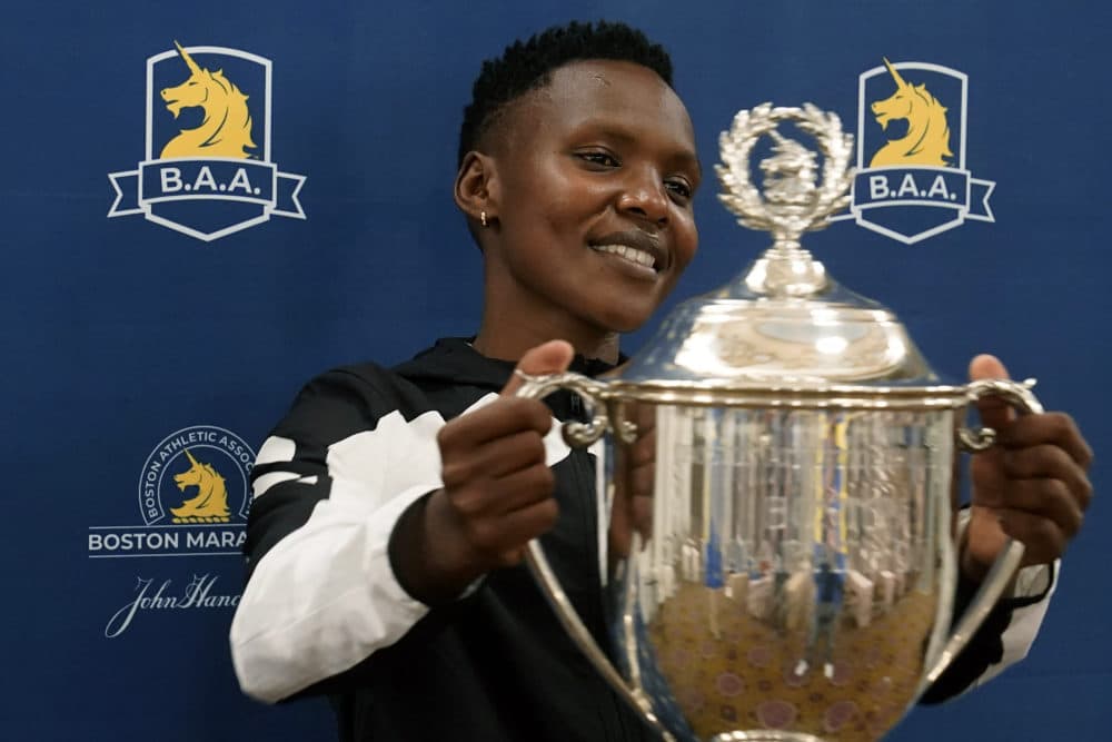 Kenyan marathoner Diana Kipyokei has been banned for six years and stripped of her 2021 Boston Marathon title for doping and tampering. (Steven Senne/AP file photo)