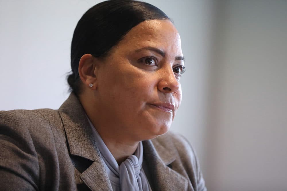 U.S. Attorney Rachael Rollins for the District of Massachusetts speaks with reporters in her conference room on Dec. 19. (Pat Greenhouse/The Boston Globe via Getty Images)