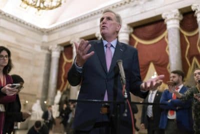 Newly-elected Speaker of the House Kevin McCarthy, R-Calif., talks to reporters after a contentious battle to lead the GOP majority in the 118th Congress, at the Capitol in Washington, Saturday, Jan. 7, 2023. (AP Photo/Jose Luis Magana)