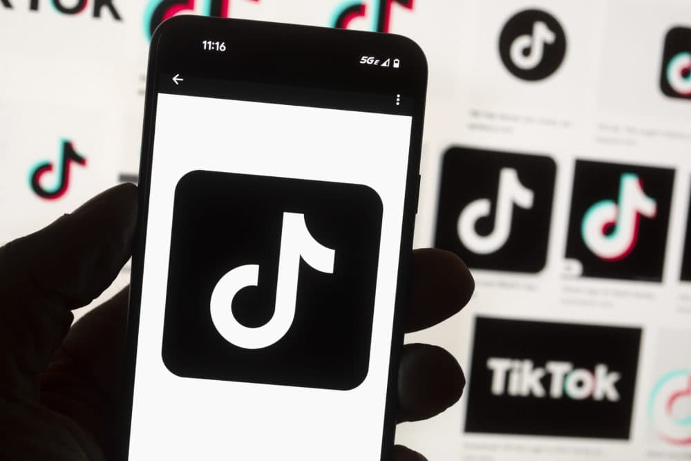 The TikTok logo is seen on a cell phone. (Michael Dwyer/AP)
