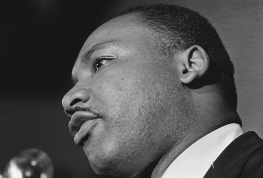 Civil rights activist Martin Luther King Jr. (1929 - 1968) addresses a rally at a church in Birmingham, Alabama, Oct. 14, 1963. (Frank Rockstroh/Michael Ochs Archives/Getty Images)