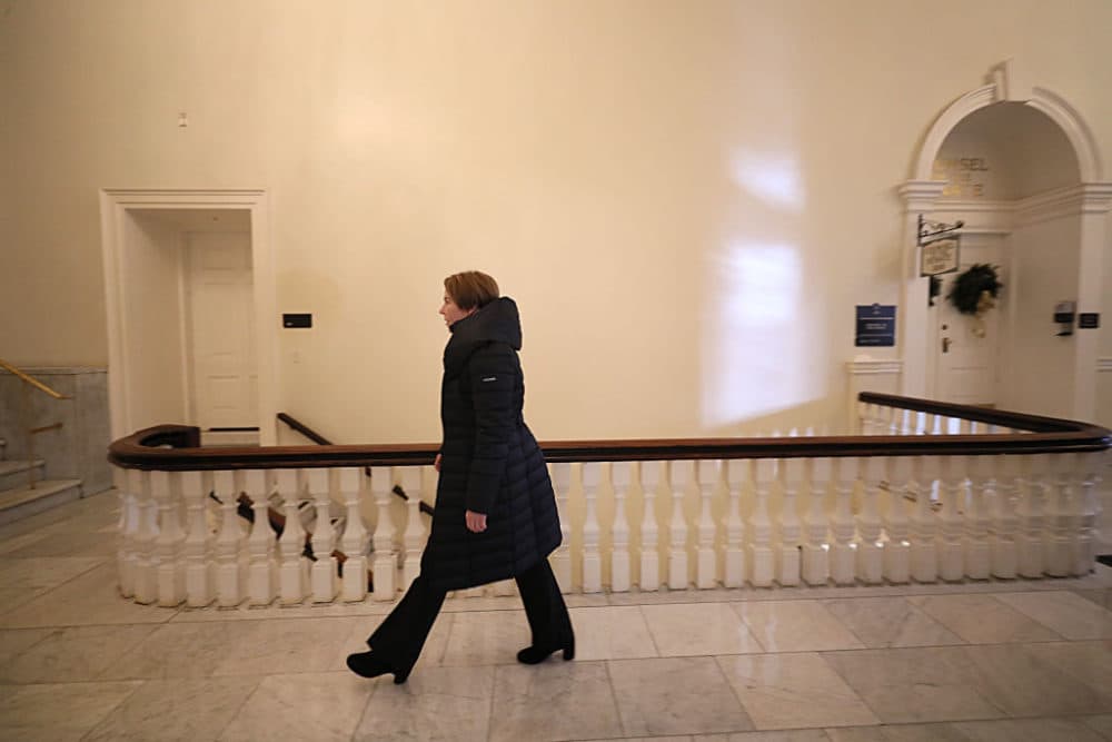 Massachusetts Gov.-elect Maura Healey visits the Massachusetts State House. (Suzanne Kreiter/The Boston Globe via Getty Images)