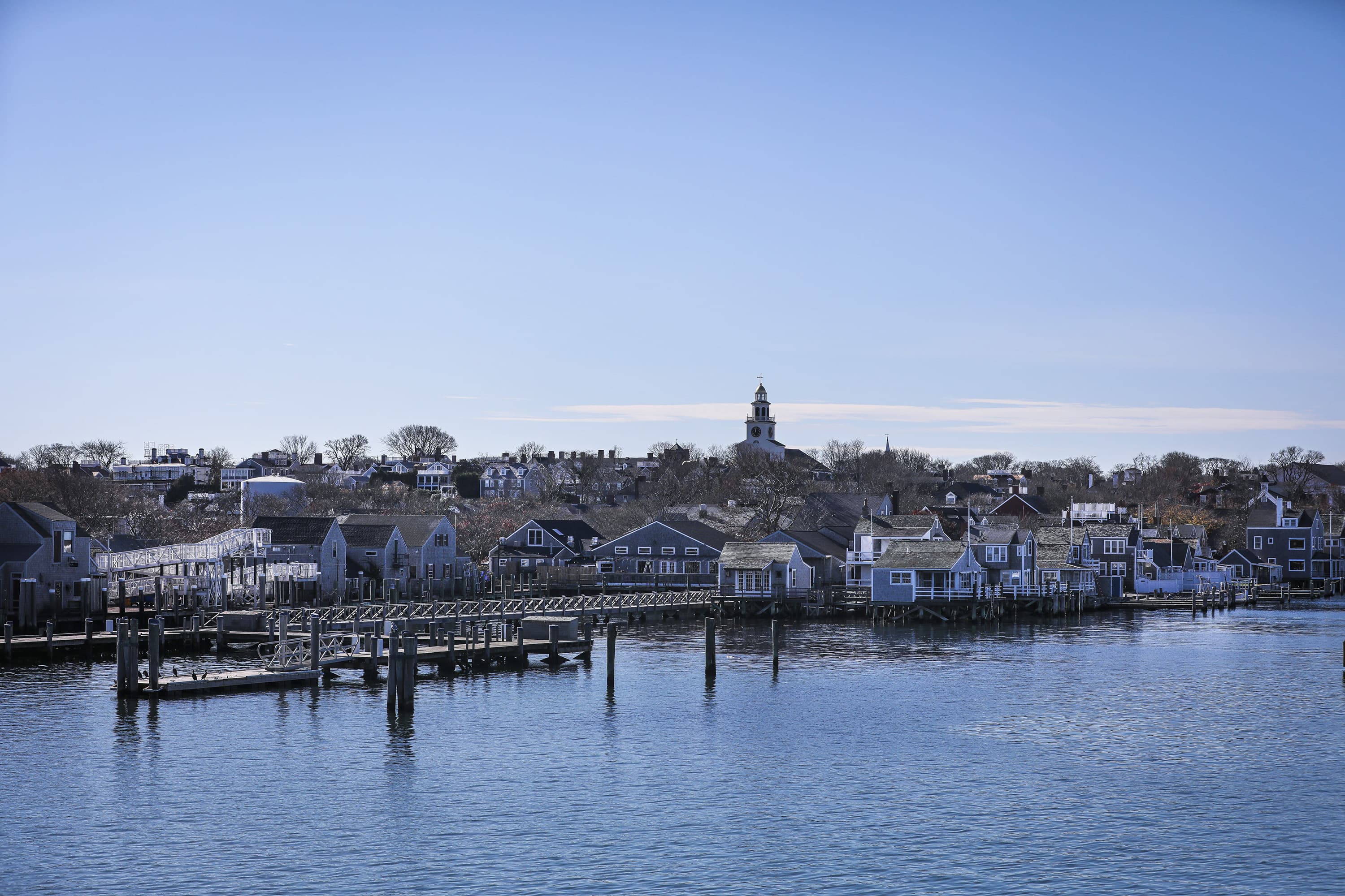 Nantucket is seen from the ferry. (Erin Clark/The Boston Globe via Getty Images)