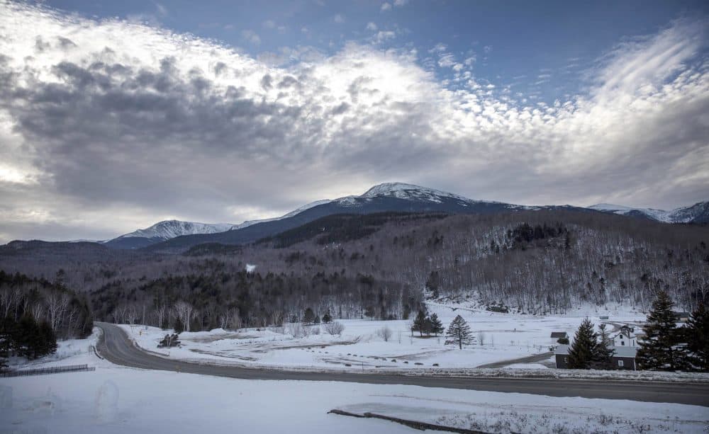 Clouds gather over Mt. Washington in the late afternoon of a winter day in 2022. (Robin Lubbock/WBUR)
