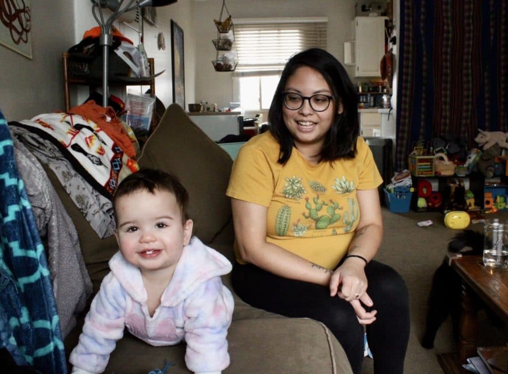 Shea Kumaewa and her 1-year-old daughter Asa play in their Missoula home on Jan. 19, 2023. (Courtesy of Shaylee Ragar/ Montana Public Radio)