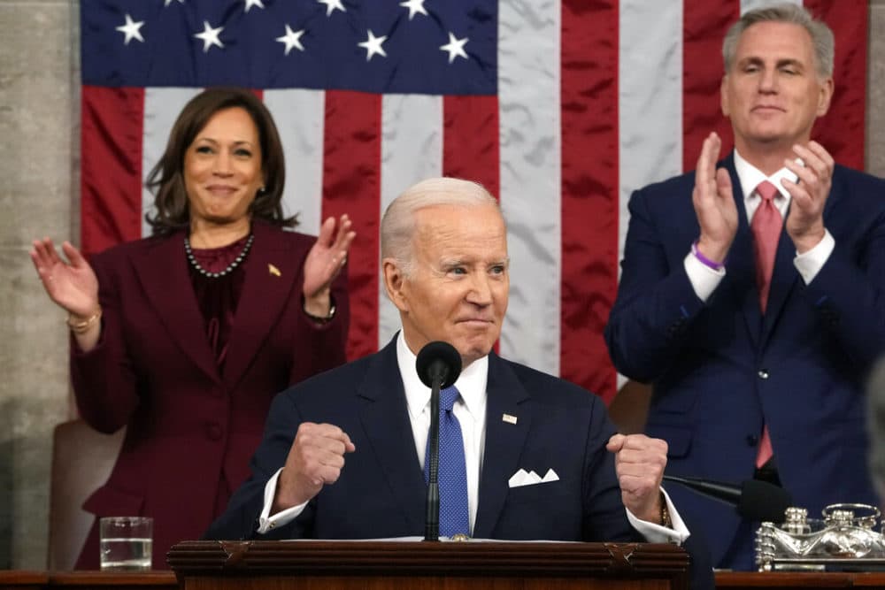 President Joe Biden delivers the State of the Union address to a joint session of Congress at the U.S. Capitol, Tuesday, Feb. 7, 2023. (Jacquelyn Martin/AP/Pool)