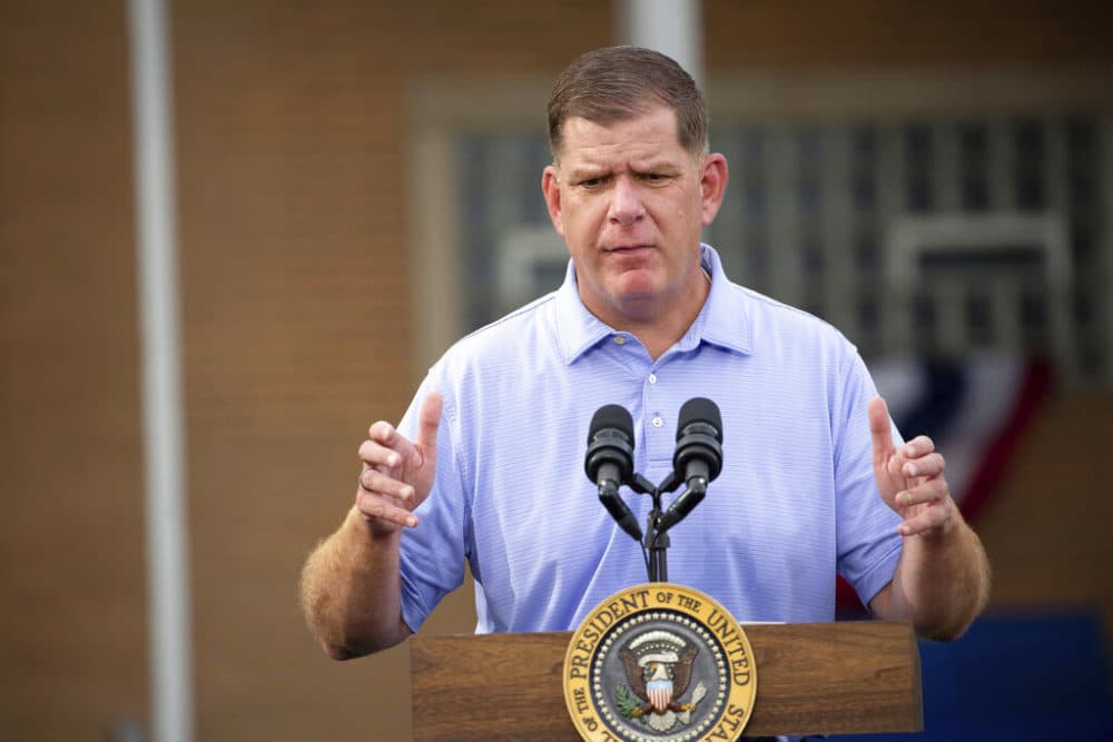 Secretary of Labor Marty Walsh speaks before President Joe Biden at a United Steel Workers of America Labor Day event in West Mifflin, Pa., Monday Sept. 5, 2022. (Rebecca Droke/AP)
