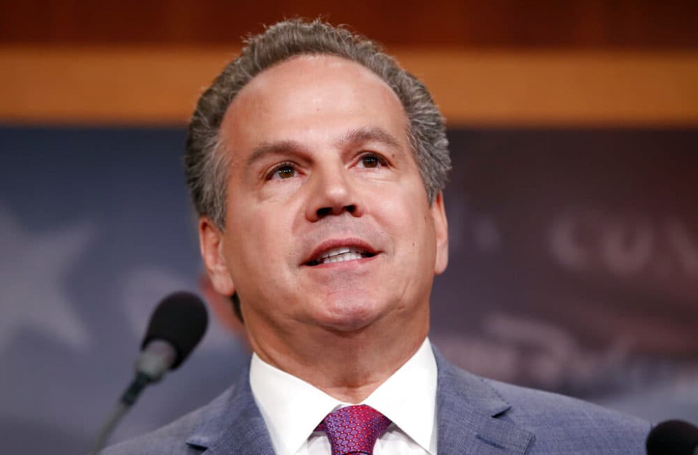 Rep. David Cicilline, D-R.I., speaks about President Donald Trump's first 100 days, during a media availability on Capitol Hill, Tuesday, April 25, 2017. (Alex Brandon/AP Photo)