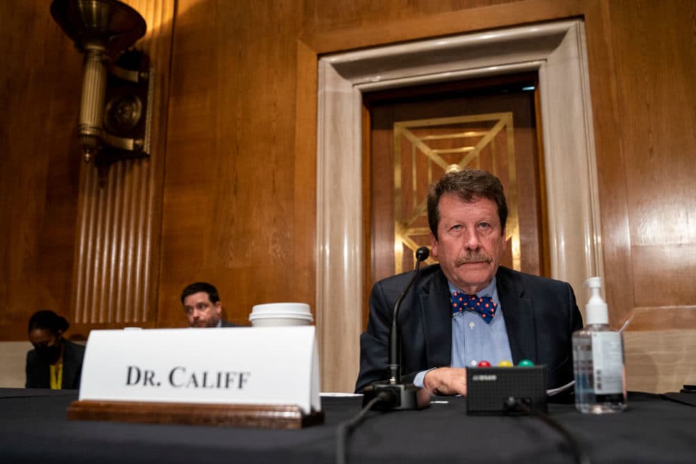 Dr. Robert M. Califf, Commissioner of the Food and Drug Administration, during a hearing of the Senate Health, Education, Labor, and Pensions committee, examining the infant formula crisis on Capitol Hill on Thursday, May 26, 2022 in Washington, DC.  (Kent Nishimura / Los Angeles Times via Getty Images)