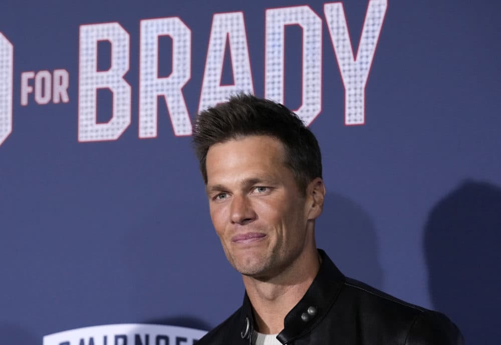 NFL quarterback Tom Brady, a cast member and producer of &quot;80 for Brady,&quot; poses at the premiere of the film, Jan. 31 at Regency Village Theatre in Los Angeles. (Chris Pizzello/AP)