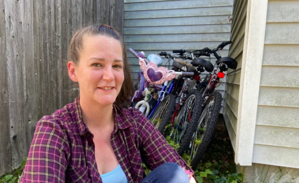Nursing student Amanda Freeman at her friend's house in Easthampton, Massachusetts, where she stayed while looking for housing. (Karen Brown / NEPM)