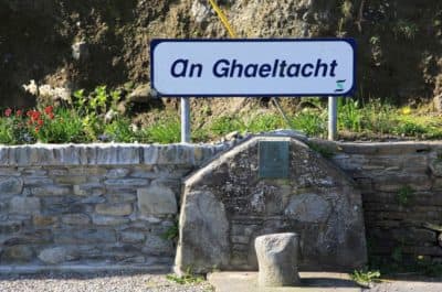 An Ghaeltacht sign on Cape Clear Island, County Cork, Ireland, Irish Republic. (Geography Photos/Universal Images Group via Getty Images)