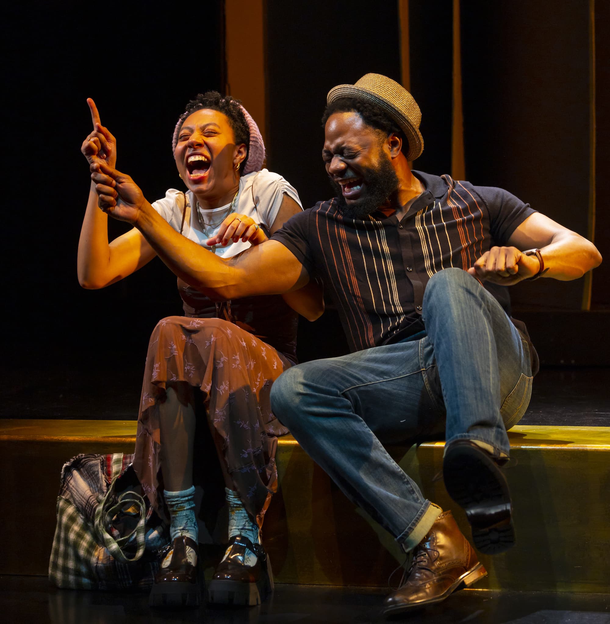 Regan Sims as Lala and James Ricardo Milord as her father in &quot;K-I-S-S-I-N-G&quot; at the Boston Center for the Arts' Wimberly Theatre. (Courtesy T Charles Erickson)