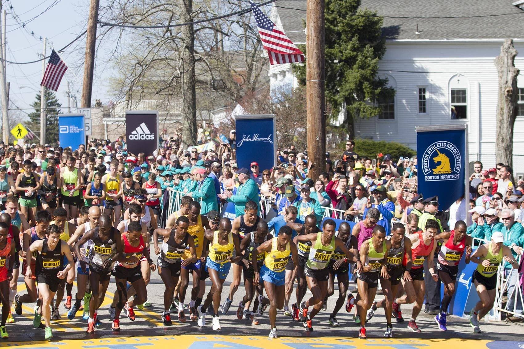 The start of the Boston Marathon in 2015. (Joe Difazio for WBUR)