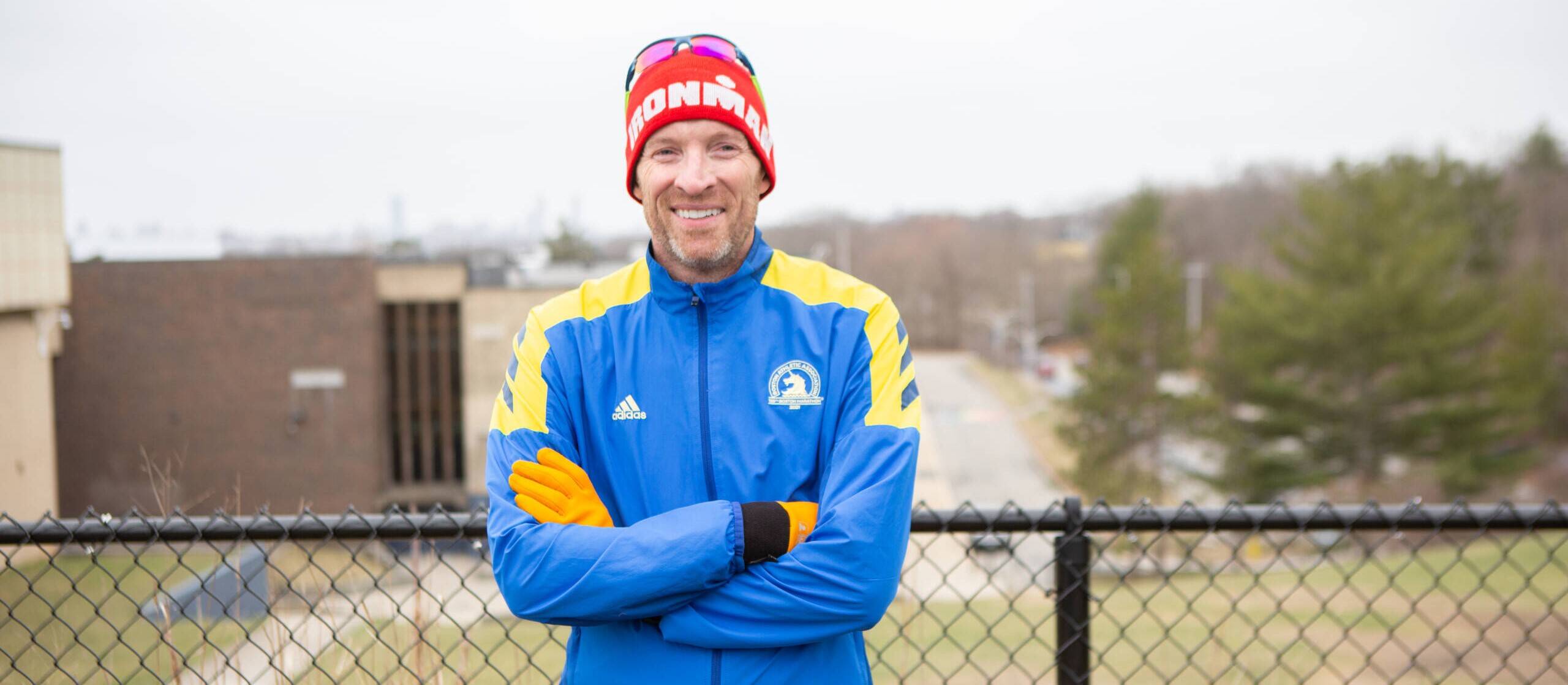 Dr. David King will be running the Boston Marathon for the 14th time. In 2013, he ran the race and then went to work at MGH, performing surgeries on people injured by the bombs at the finish line. (Jacob Garcia/WBUR)