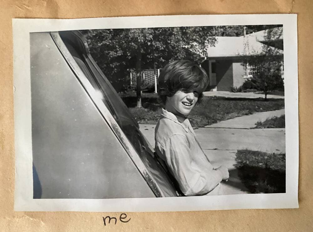 The author in the 1970s leans up against a car outside her childhood home in Virginia. (Courtesy Sharon Brody)
