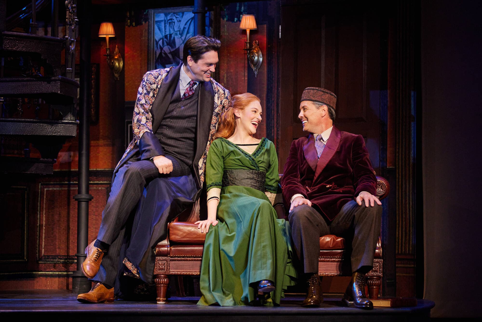 Jonathan Grunert (Henry Higgins), Madeline Powell (Eliza Doolittle) and John Adkinson (Colonel Pickering) in the national tour of &quot;My Fair Lady.&quot; (Courtesy Jeremy Daniel)