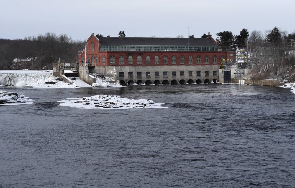 In this Jan. 19, 2019 file photo, the Brookfield Renewable hydroelectric facility stands at the Milford Dam on the Penobscot River in Milford, Maine. (Robert F. Bukaty/AP)