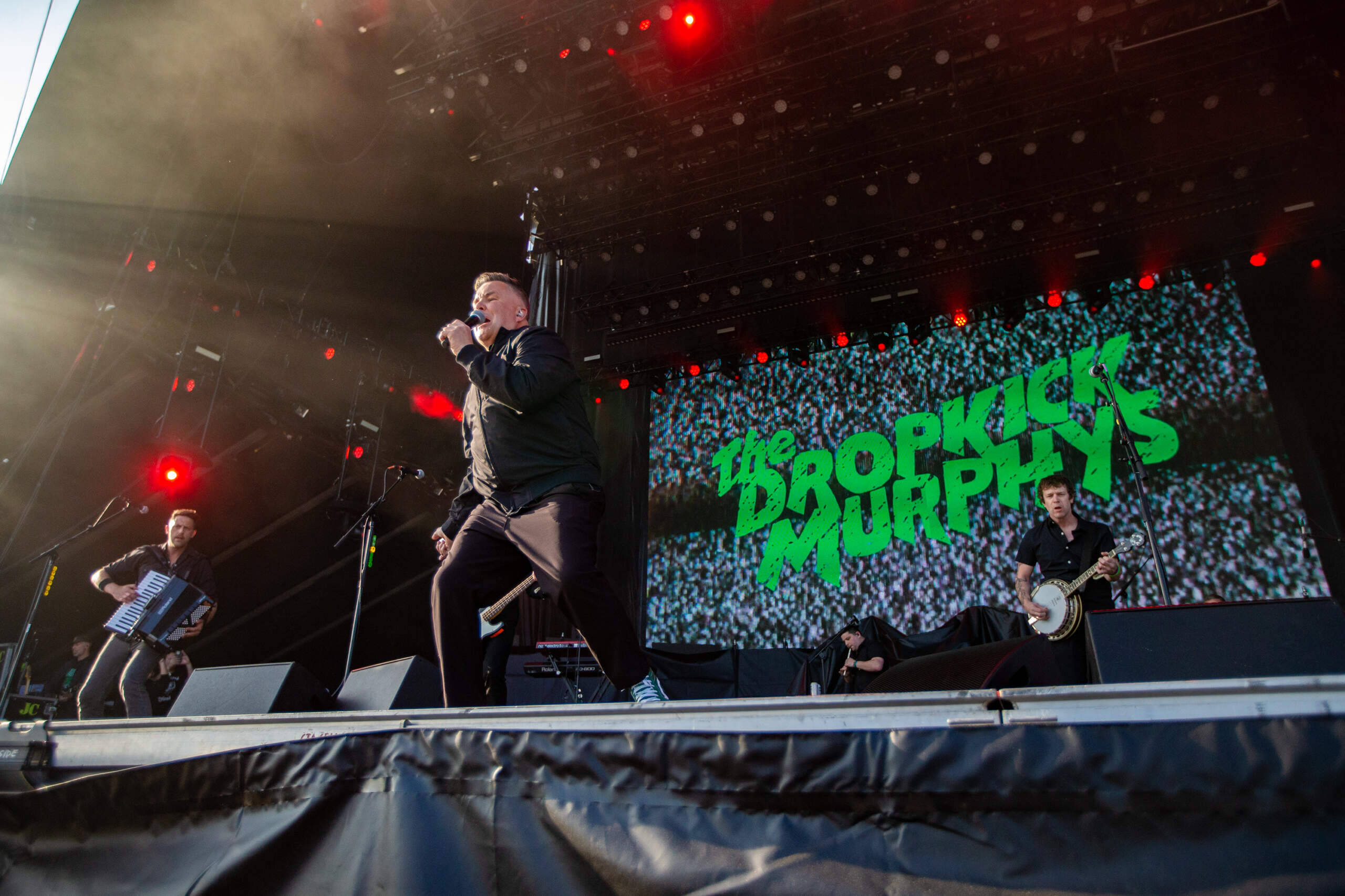 The Dropkick Murphys, who filled in for the Yeah, Yeah, Yeahs, perform at Boston Calling. (Jesse Costa/WBUR)