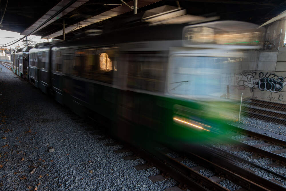 An MBTA Green Line train. (Jesse Costa/WBUR)