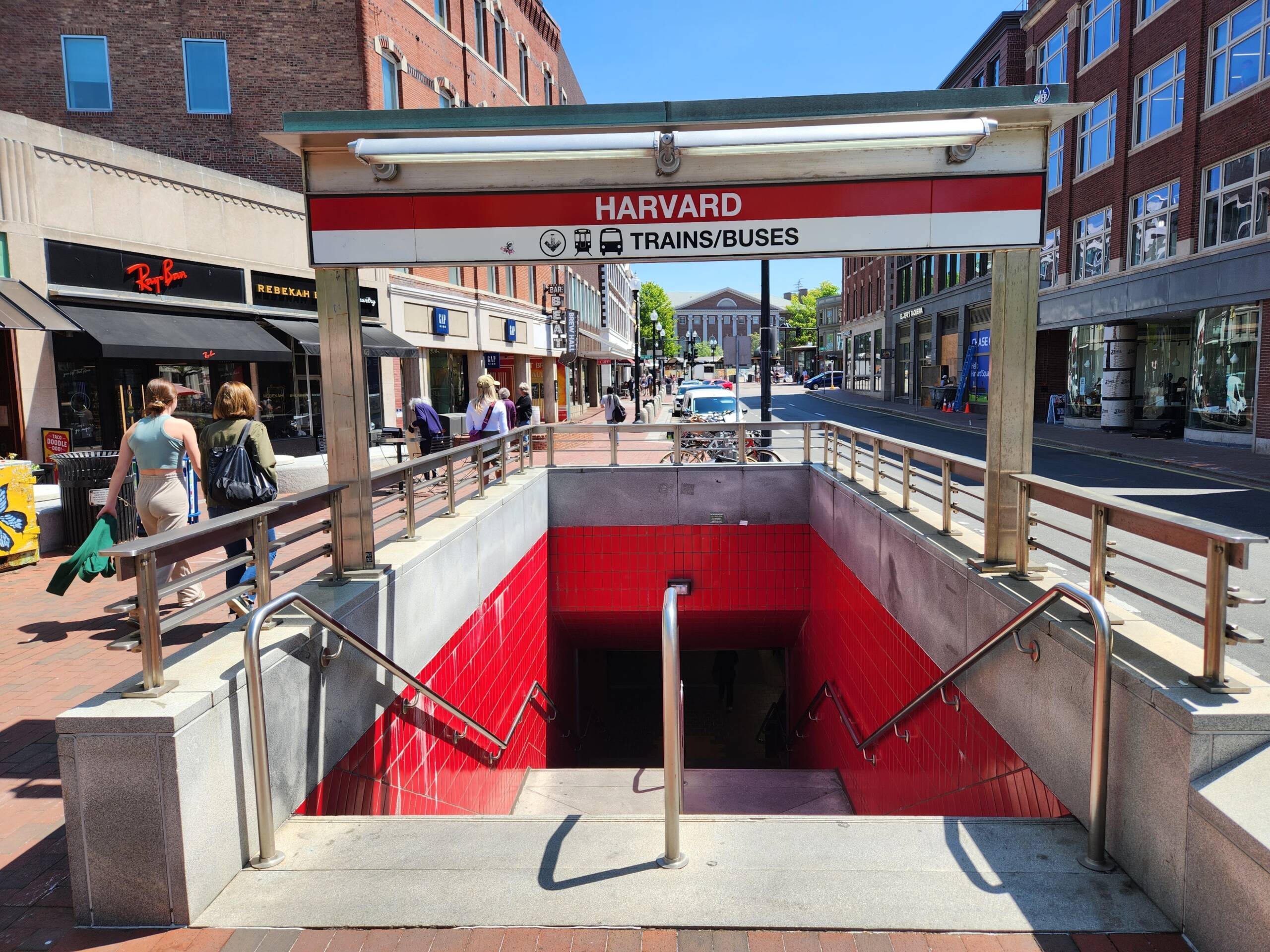 The Harvard MBTA stop on the Red Line has been the site of two safety incidents in just two months. (Andrea Perdomo-Hernandez/WBUR)
