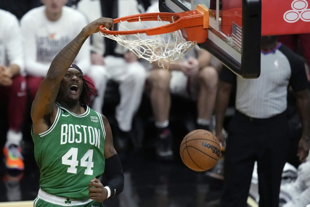 Boston Celtics center Robert Williams III dunks the ball during the first half of Game 6 of the 2023 NBA basketball Eastern Conference finals. (Rebecca Blackwell/AP)